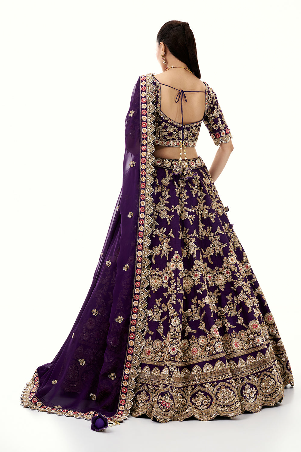 Purple Lehenga with Raw Silk and Zardosi Embroidery