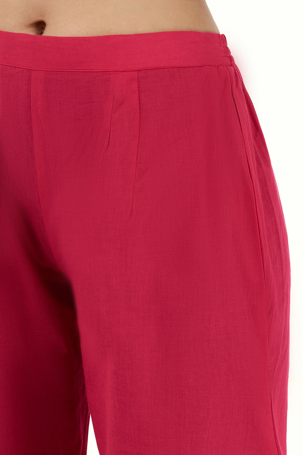 Hot Pink Mul Cotton Kurta Set with Zardosi and Bead Work