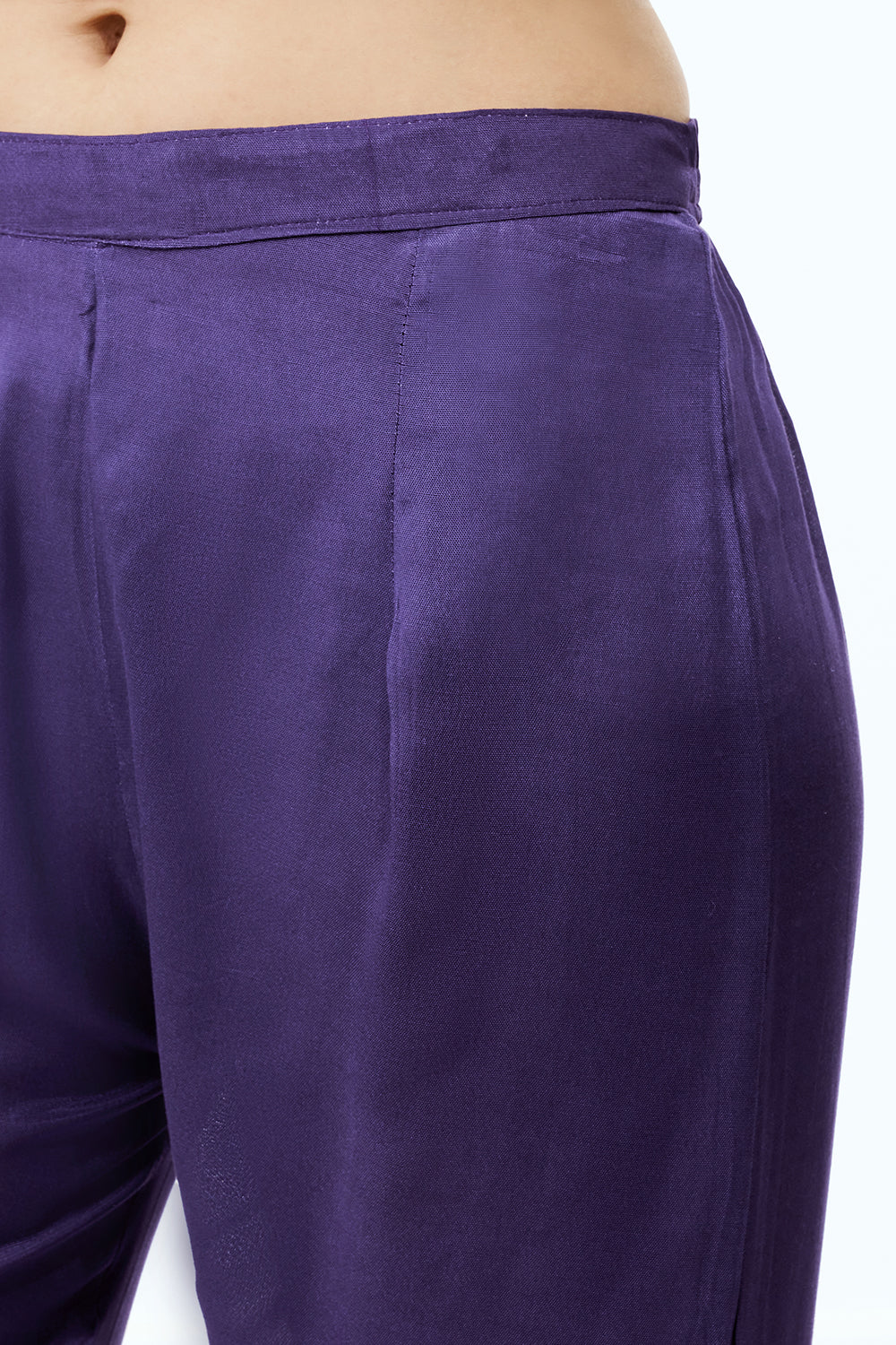 Indigo Chanderi Silk Suit Set with Cutdana and Gotta Work