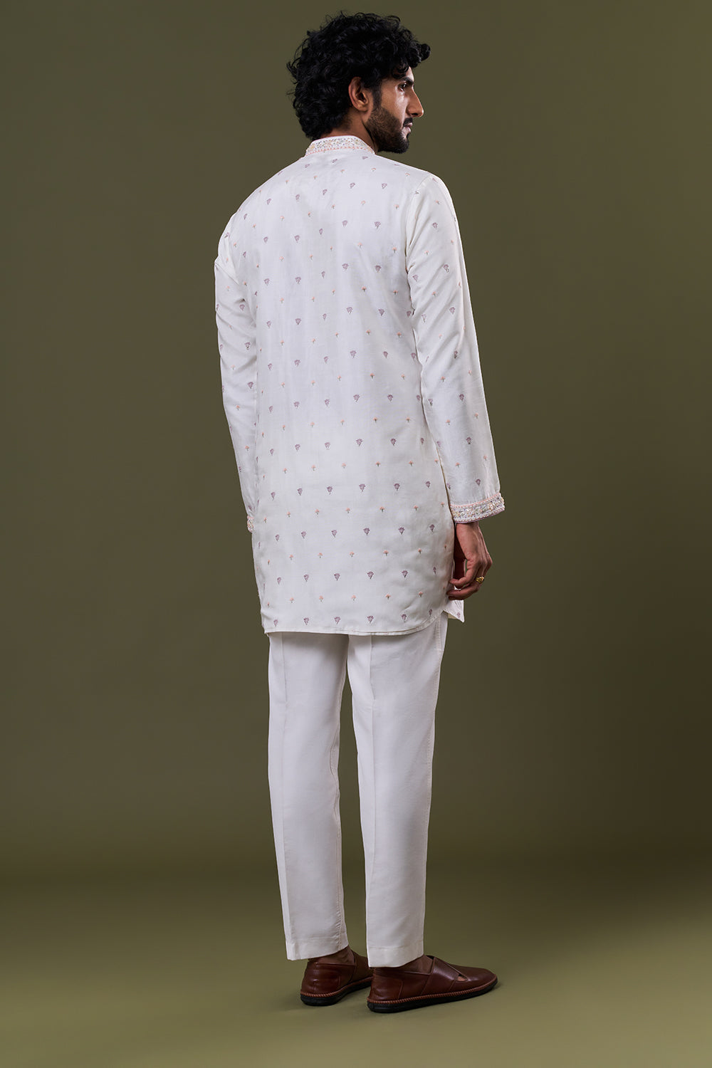 Ivory Nokia Silk Zardosi Bead Kurta Set