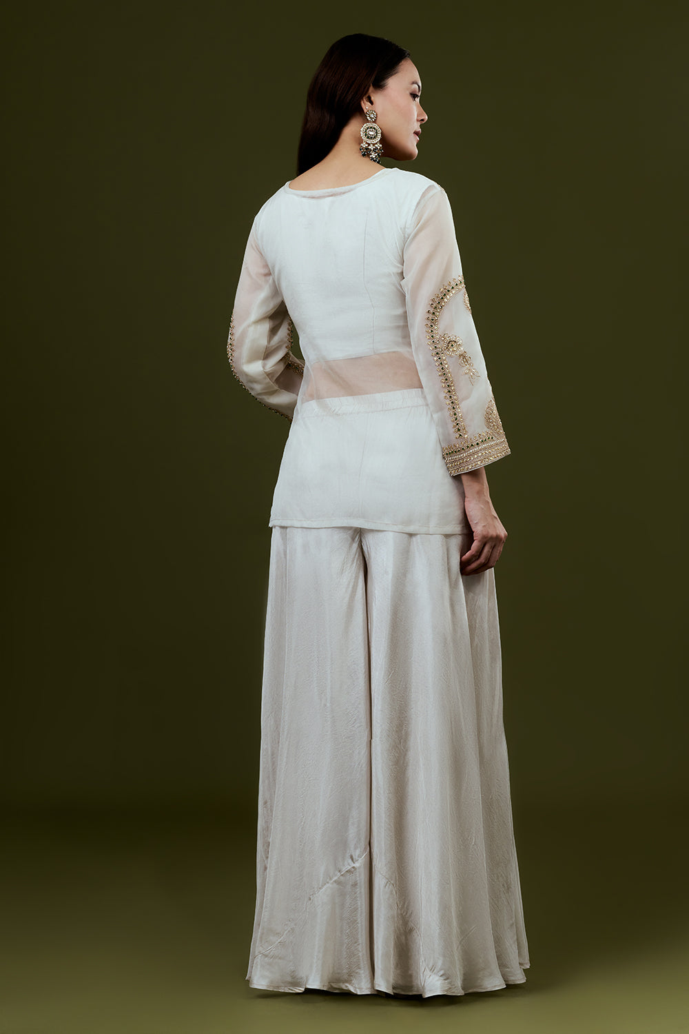 Ivory Uppada Silk Suit Set with Zardosi Work