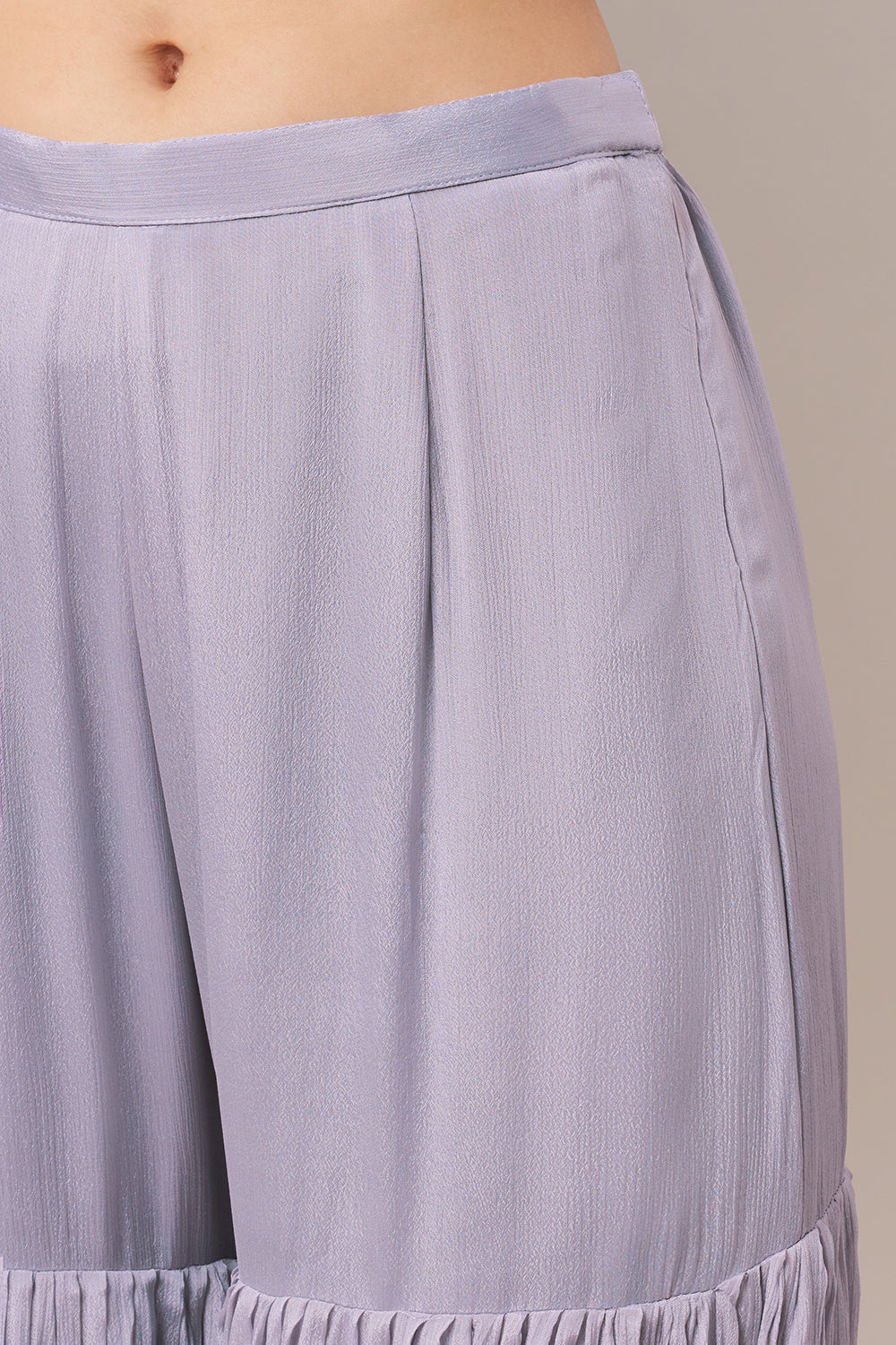 Lavender Chinon Sharara Suit with Resham and Cutdana Work