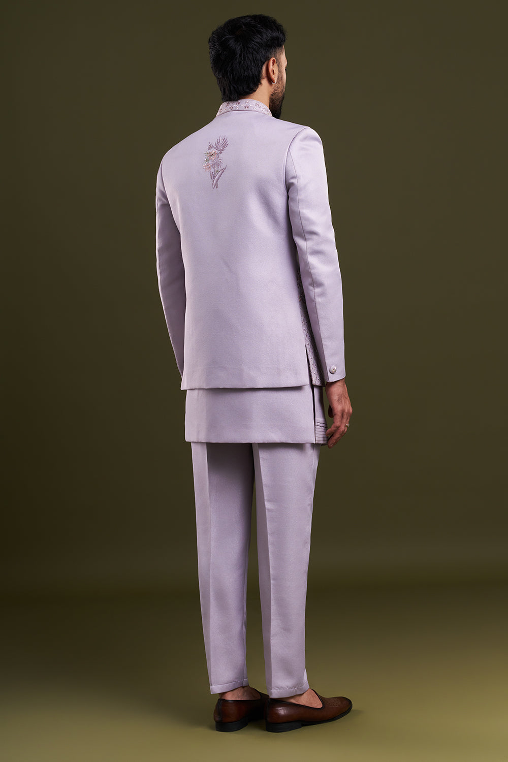 Lavender Embellished Men's Kurta with Jacket