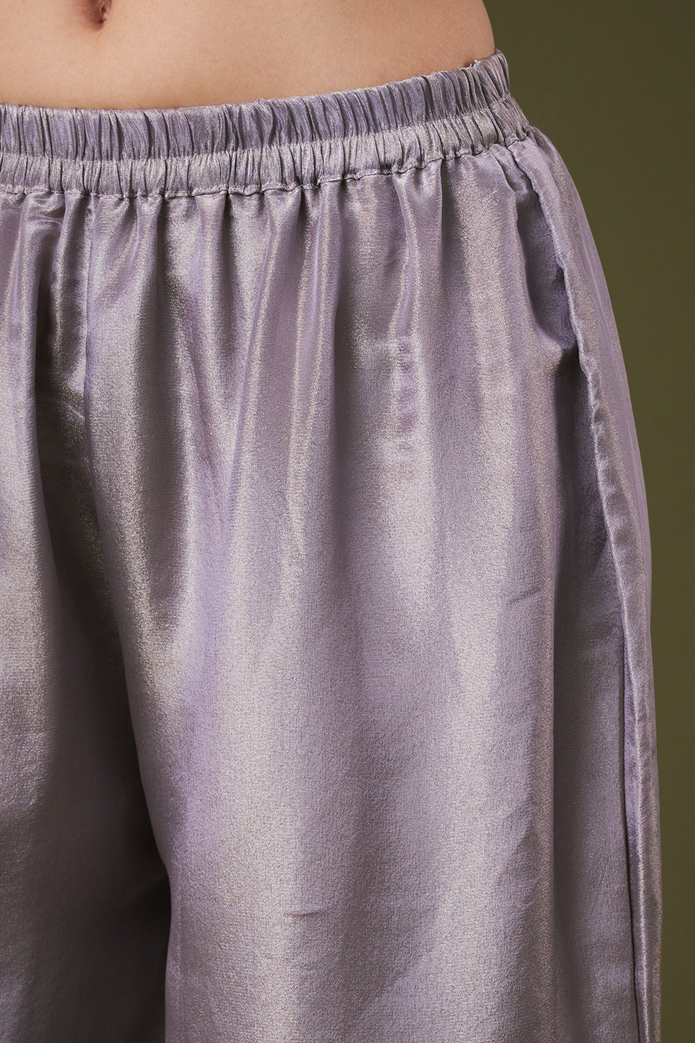 Lavender Grey Brocade Palazzo Suit with Zardosi and Gota Work
