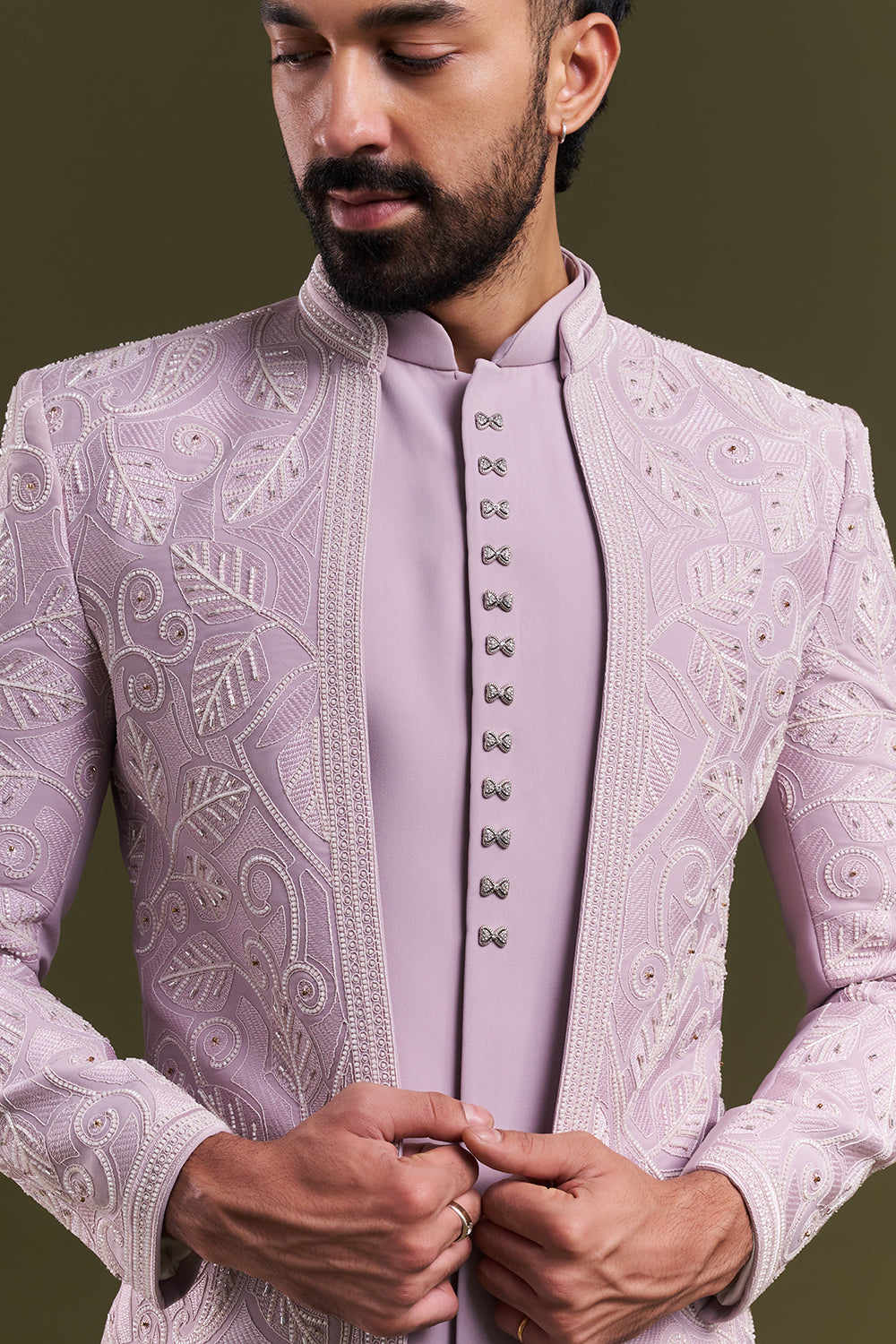 Lavender Japanese Armani Dori Work Men's Kurta with Jacket