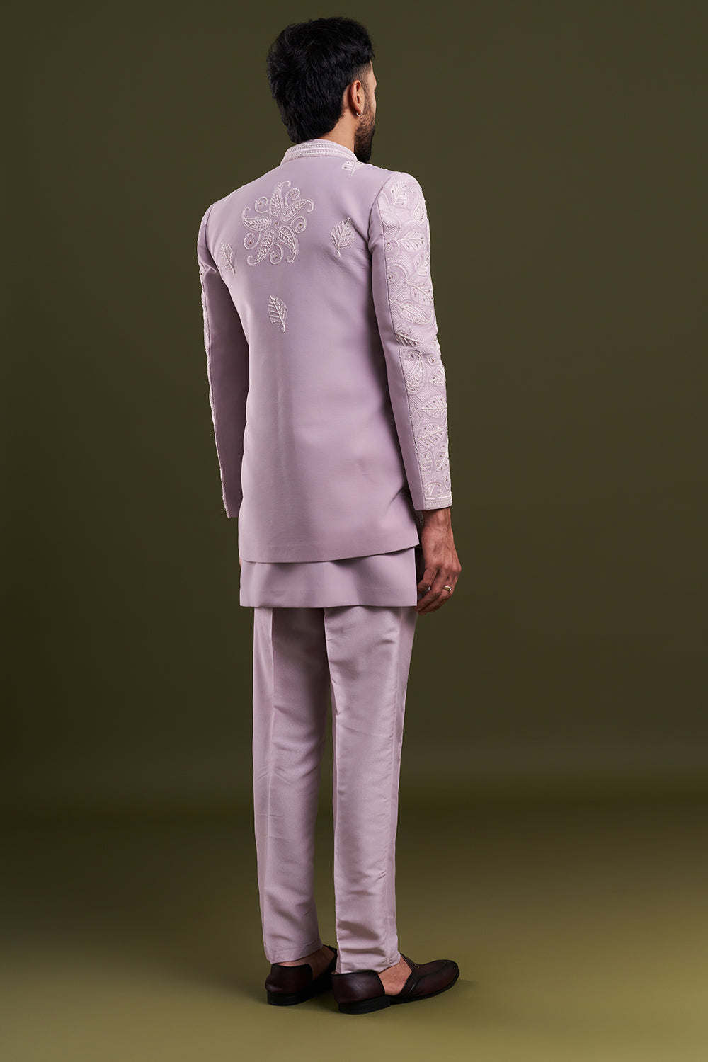 Lavender Japanese Armani Dori Work Men's Kurta with Jacket