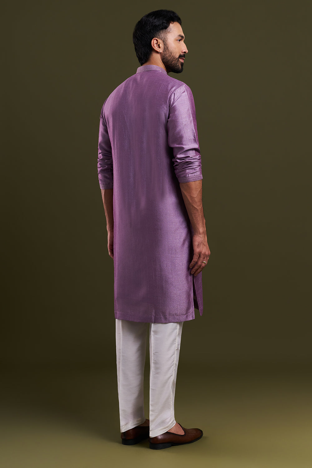 Lavender Nokia Silk Embellished Men's Kurta Set