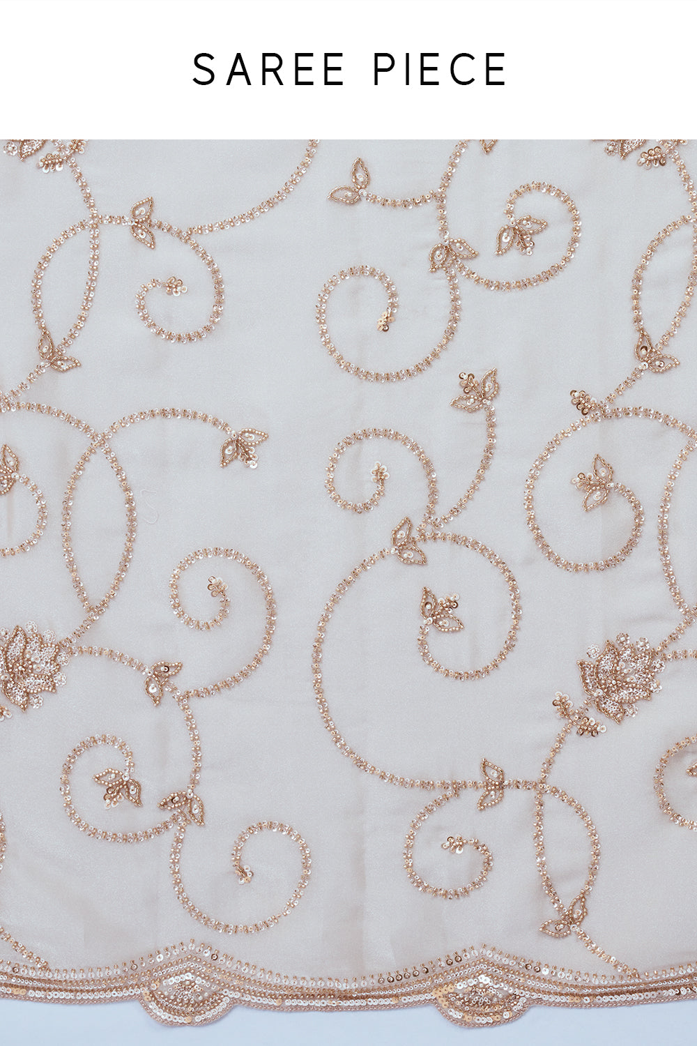 Light Gold Shimmer Organza Saree with Zari Work