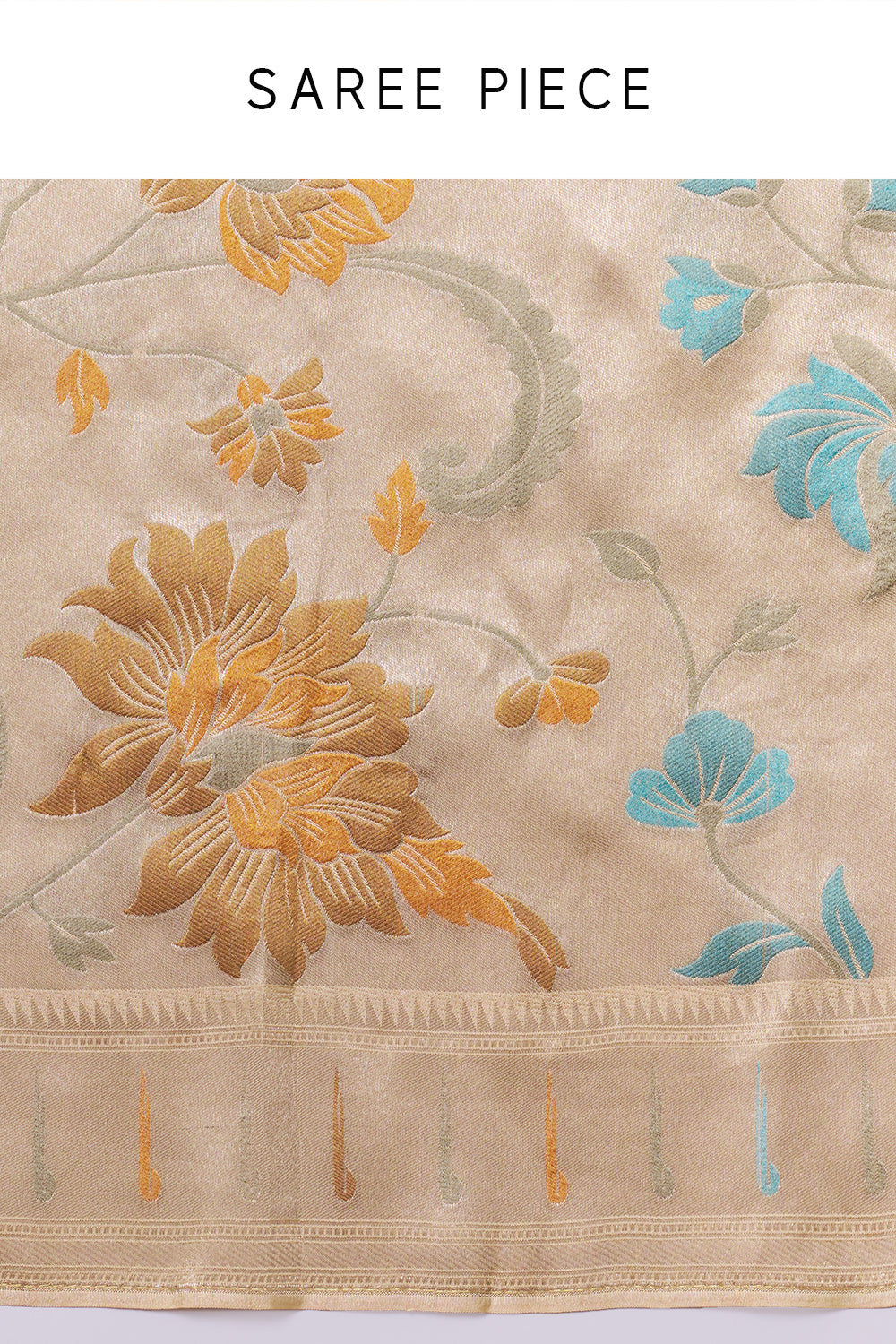 Light Golden Dola Silk Saree with Zardosi Work