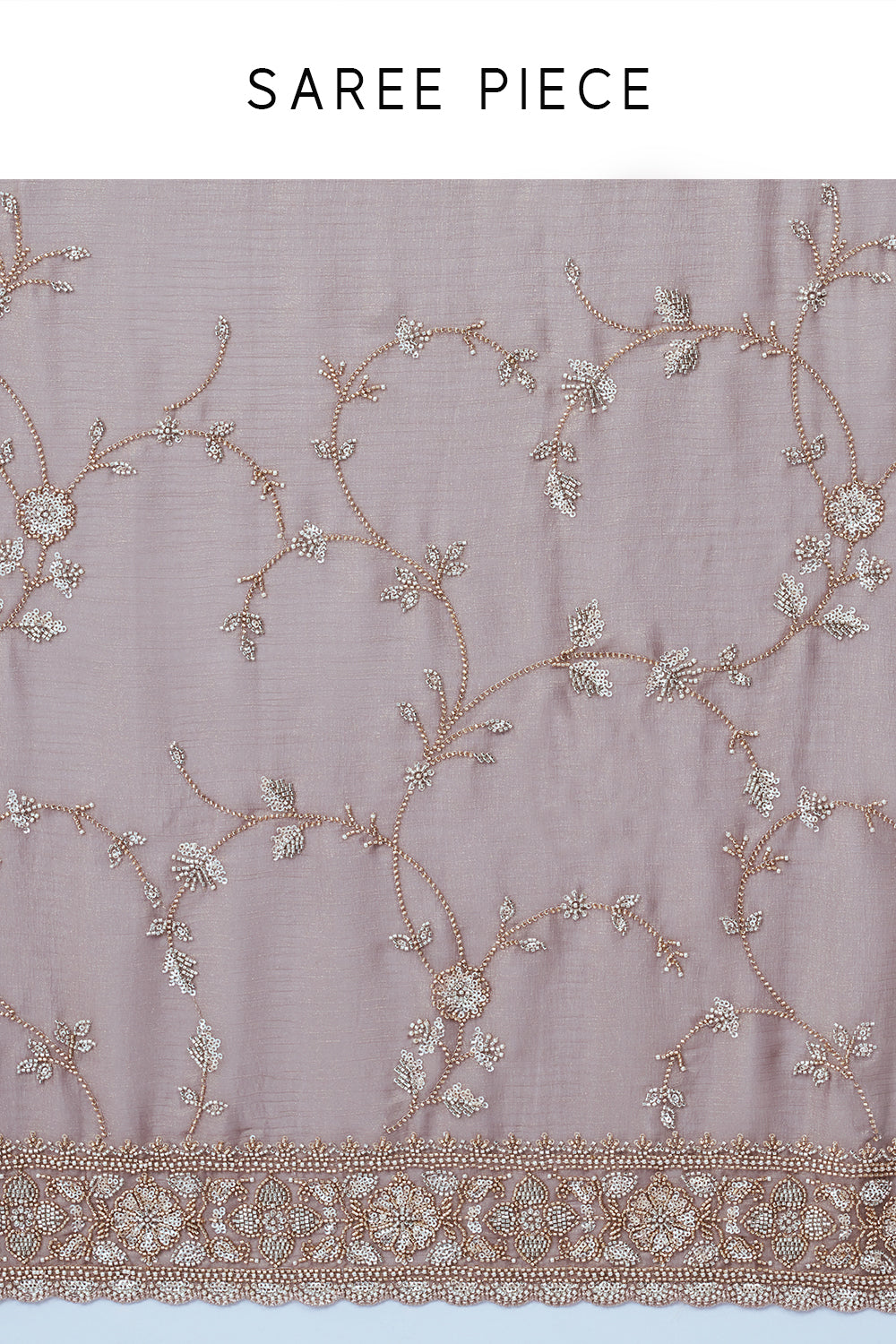 Light Mauve Cotton Silk Saree with Cutdana Work
