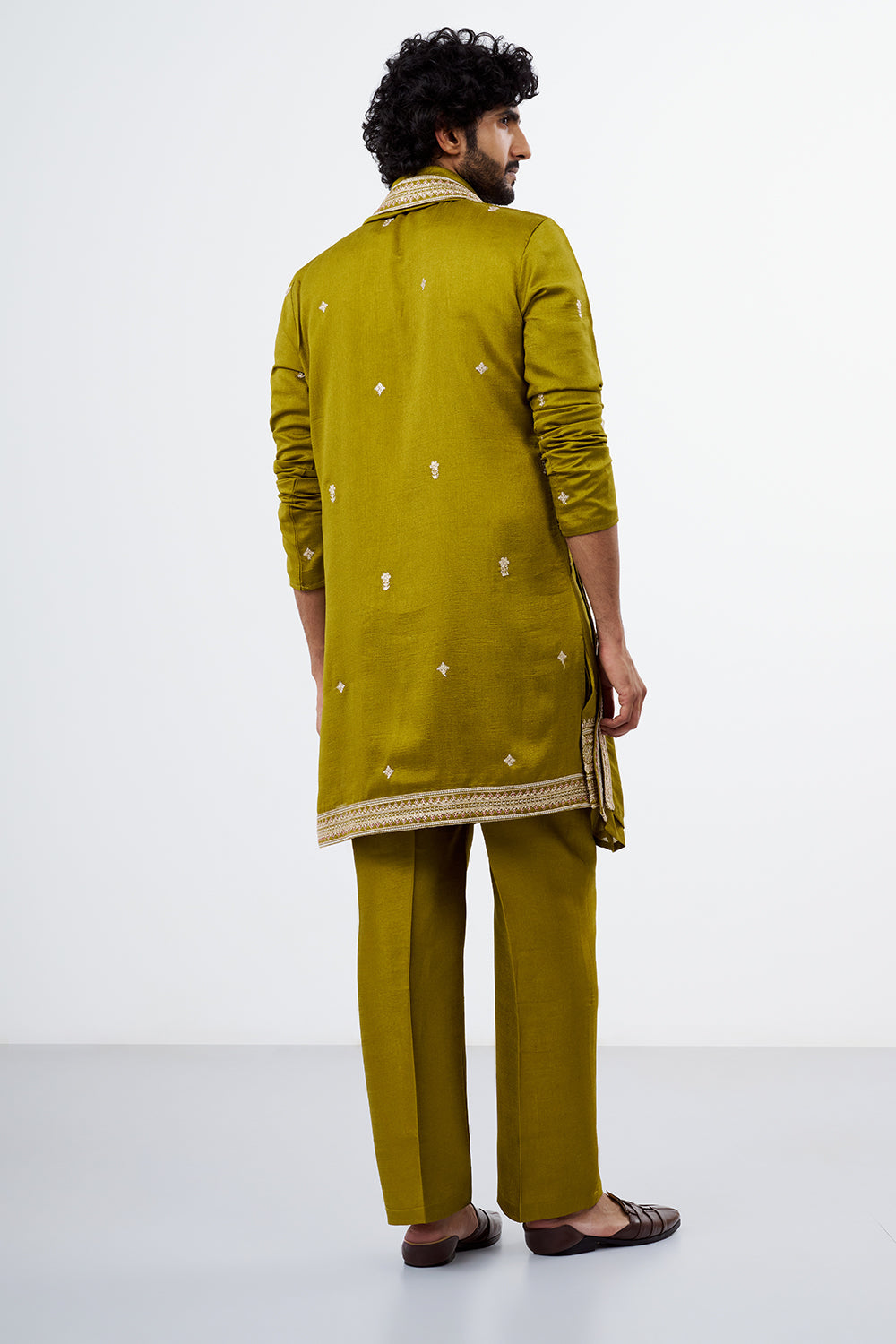 Light Olive Embroidered Men's Kurta Set