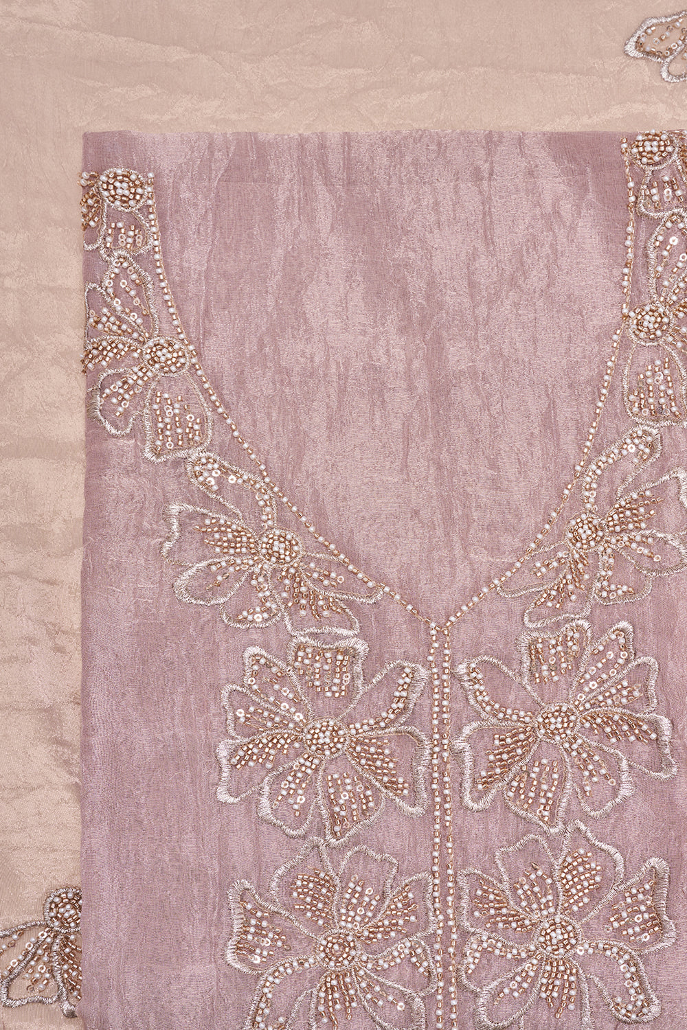 Lilac Floral Embroidered Unstitched Suit Set