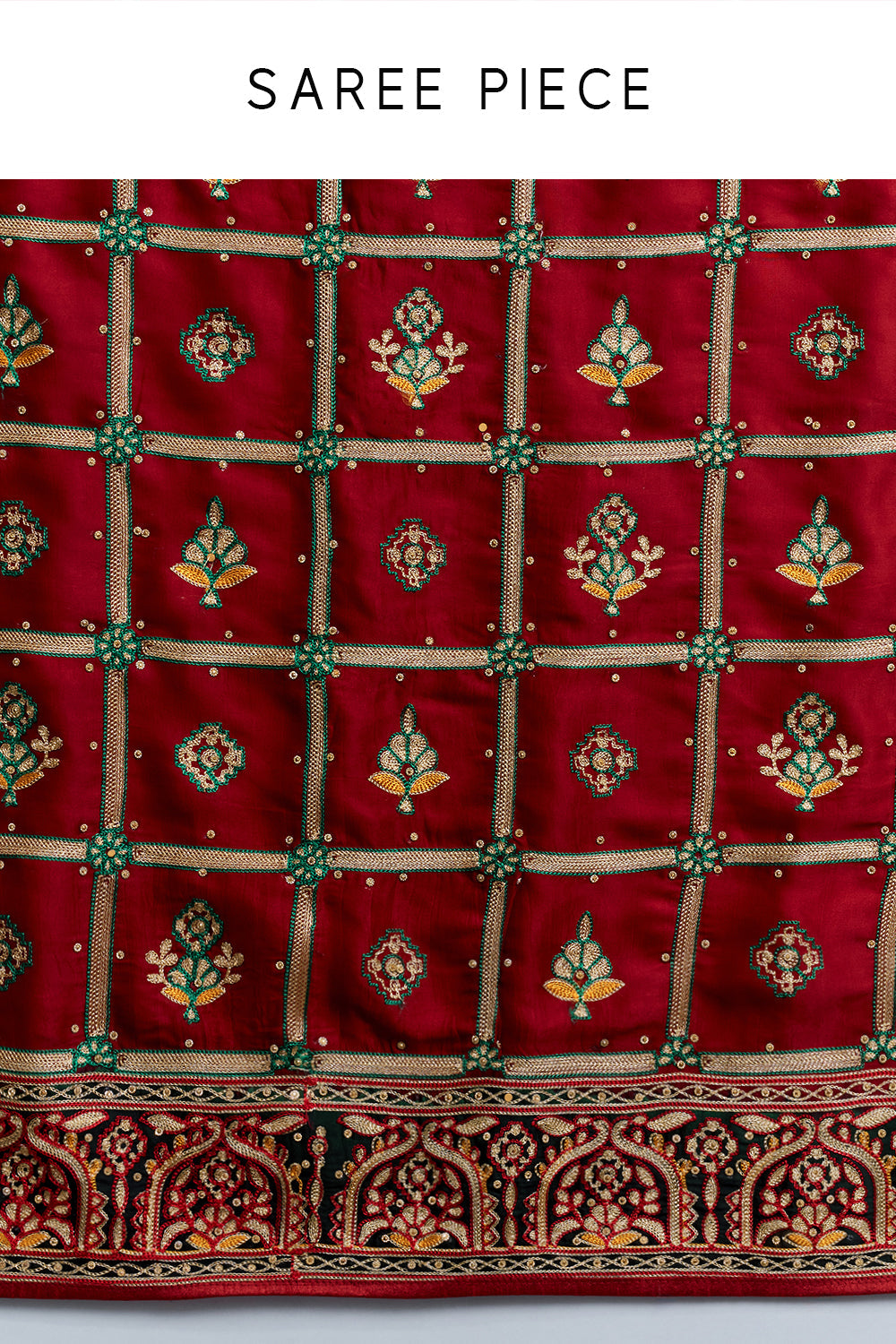 Maroon Floral Motif Embroidered Silk Saree Gharchola