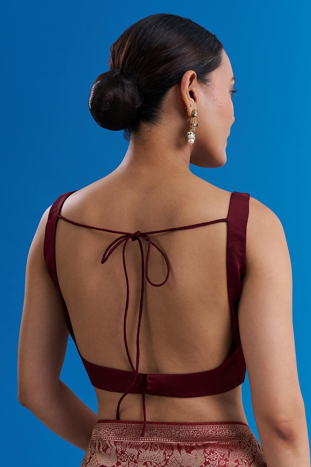 Maroon Silk Saree with Animal-Inspired Motifs Border And Unstitched Blouse