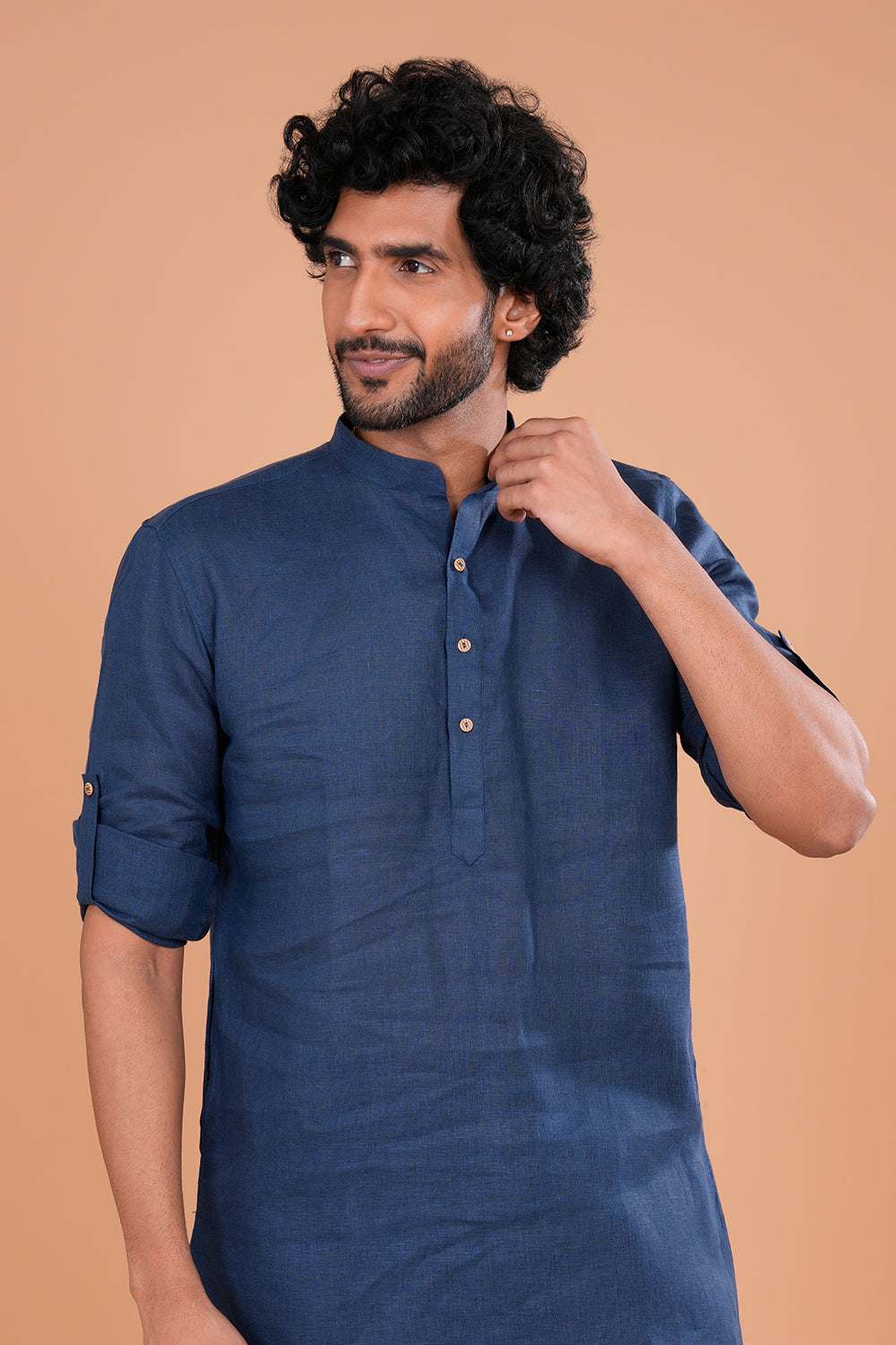 Midnight Blue Linen Men's Kurta Set