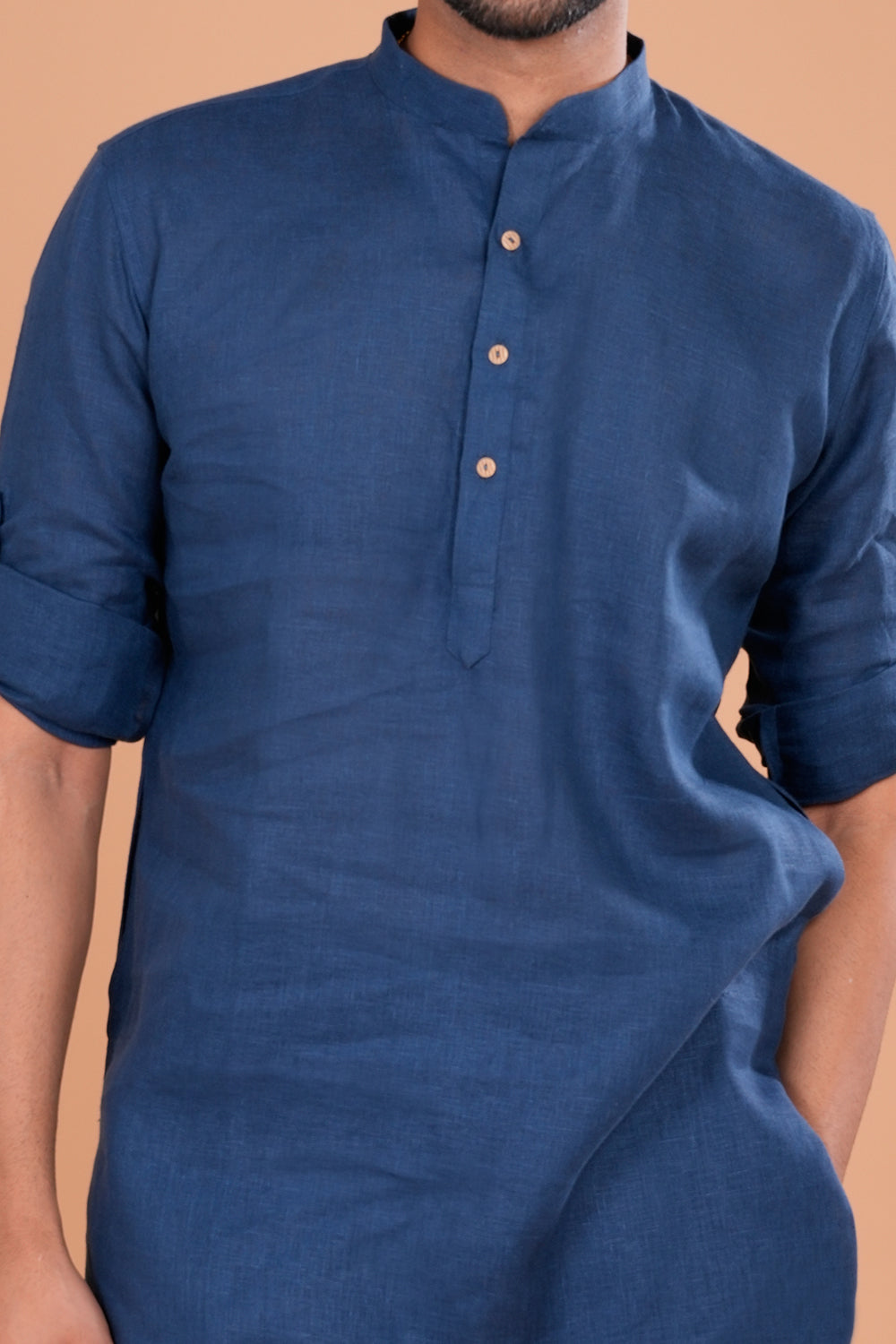 Midnight Blue Linen Men's Kurta Set