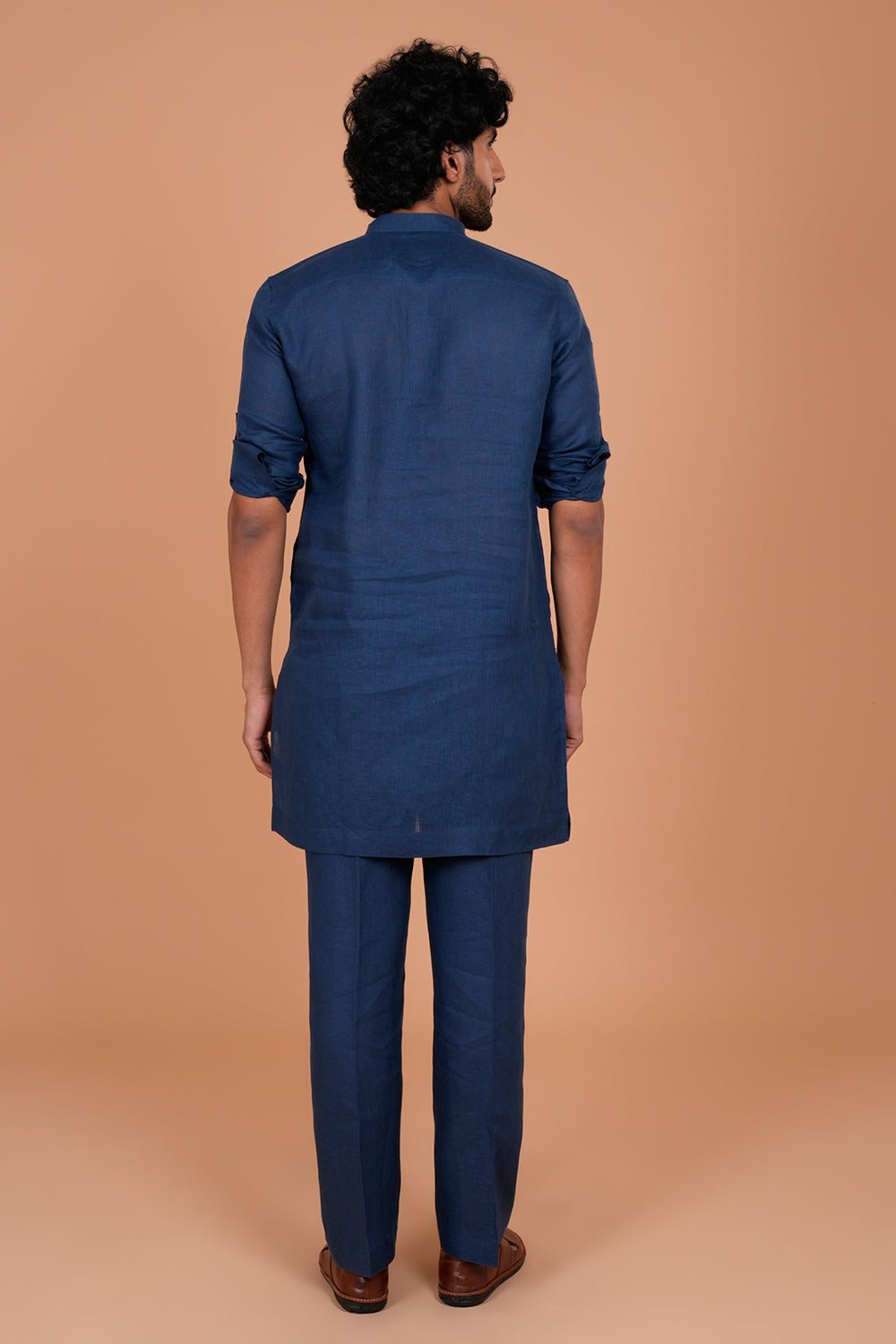 Midnight Blue Linen Men's Kurta Set