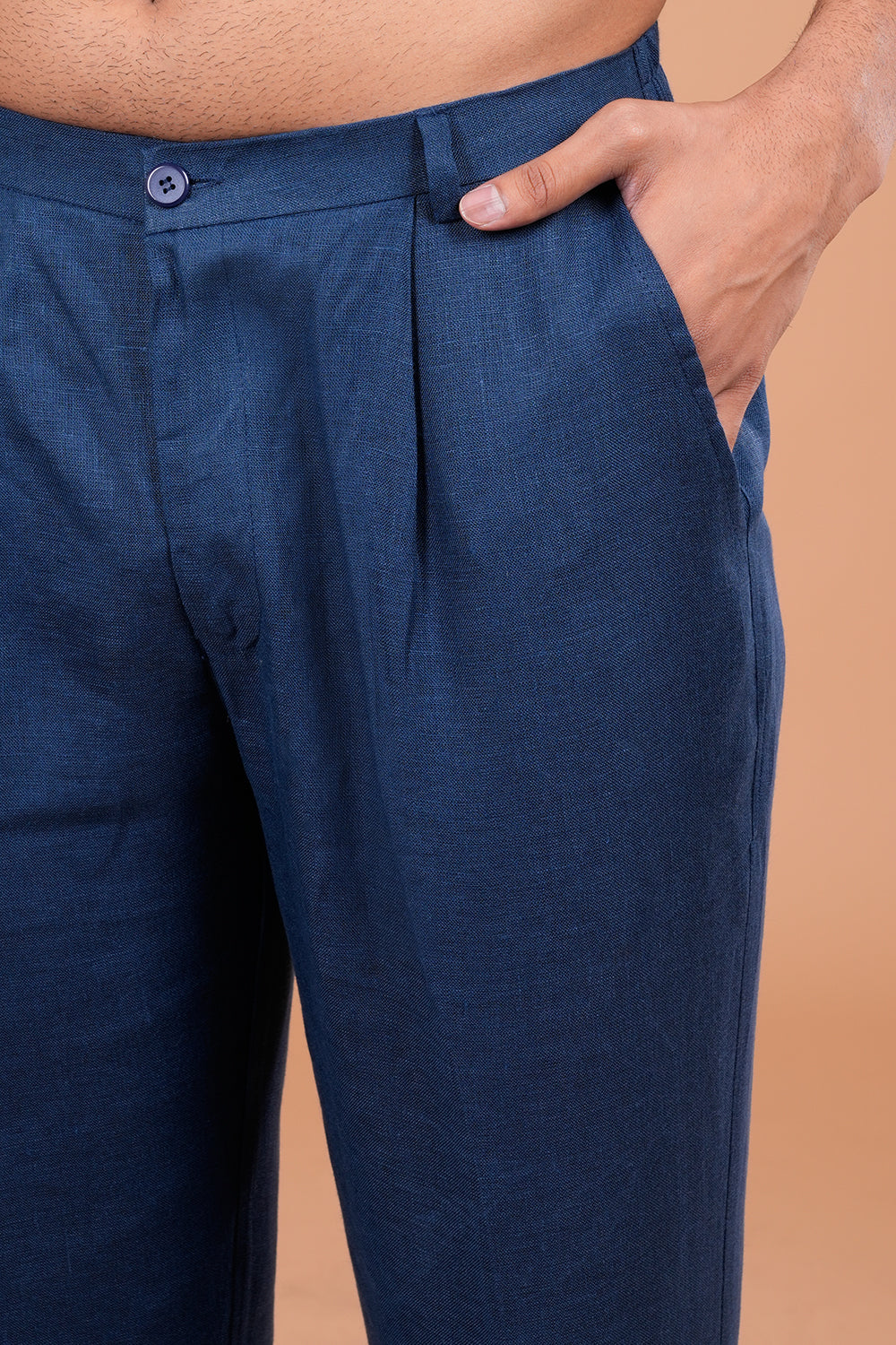 Midnight Blue Linen Men's Kurta Set