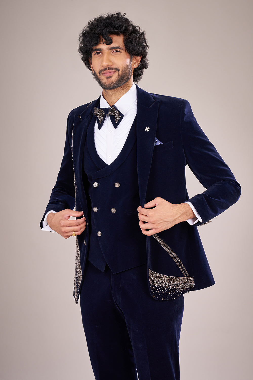 Midnight Velvet Embellished Tuxedo Set