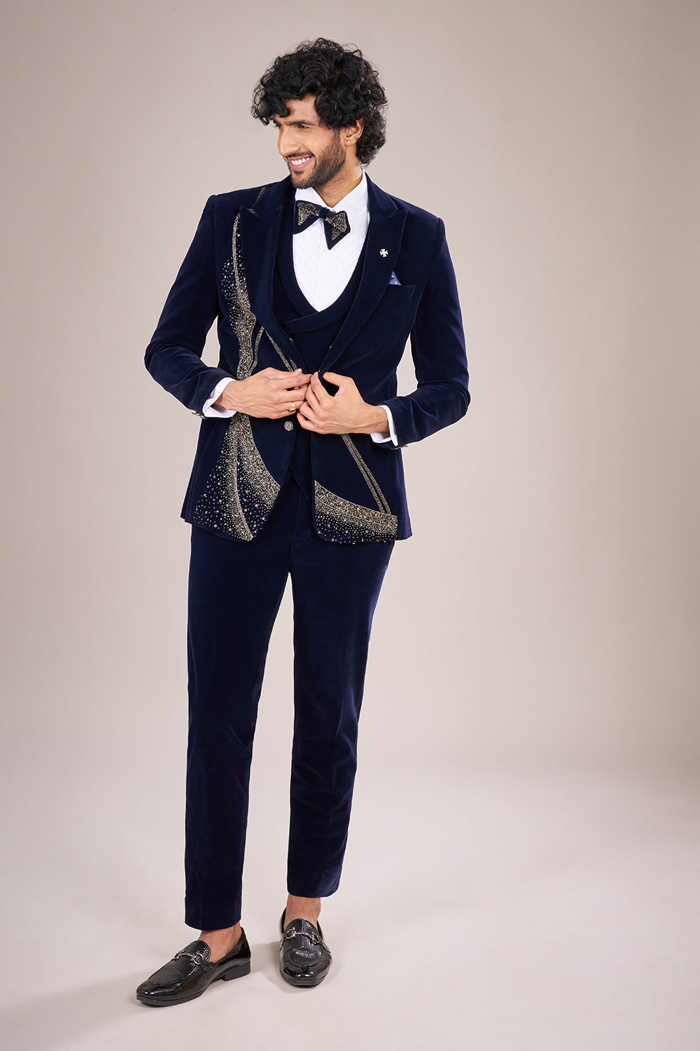 Midnight Velvet Embellished Tuxedo Set