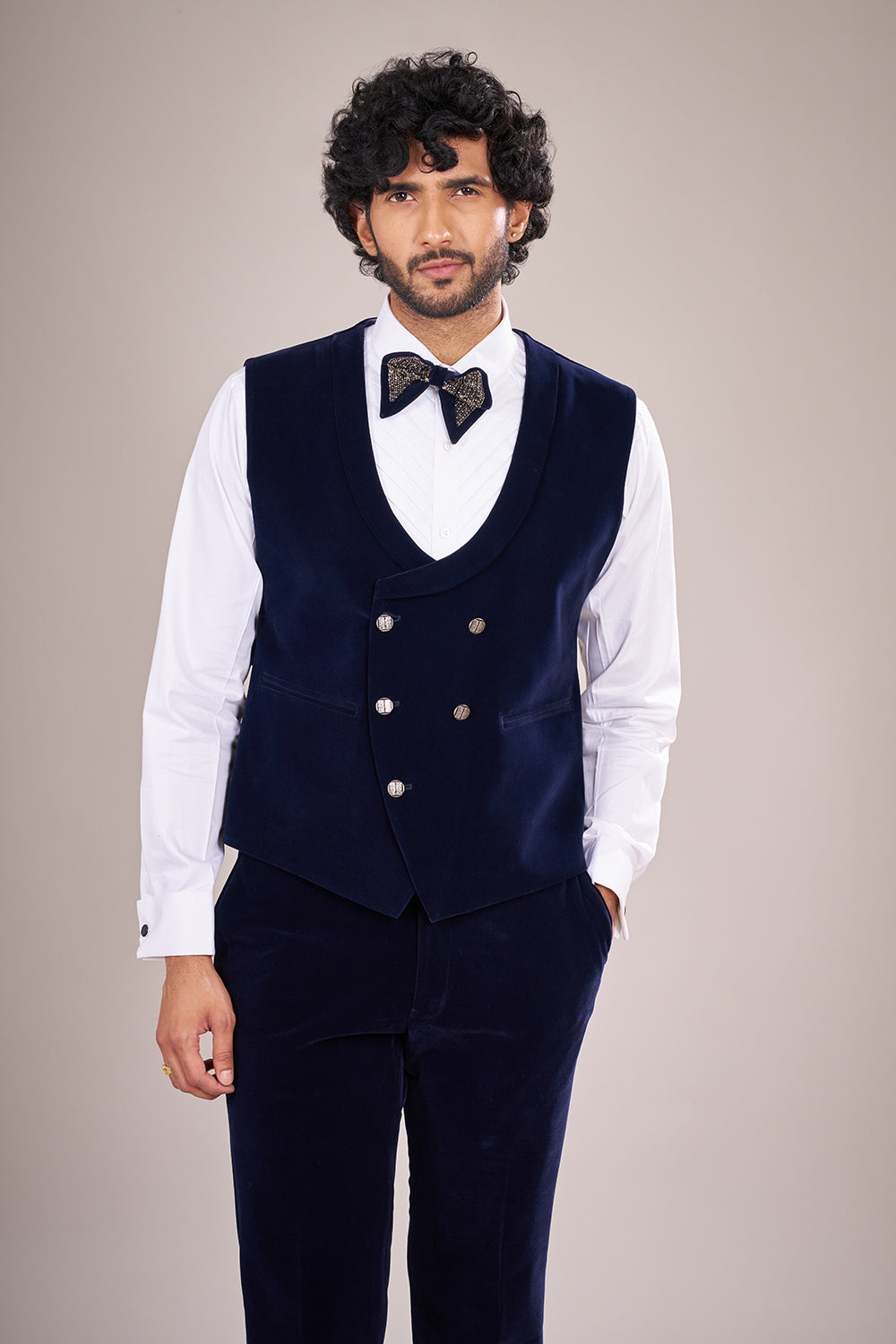 Midnight Velvet Embellished Tuxedo Set