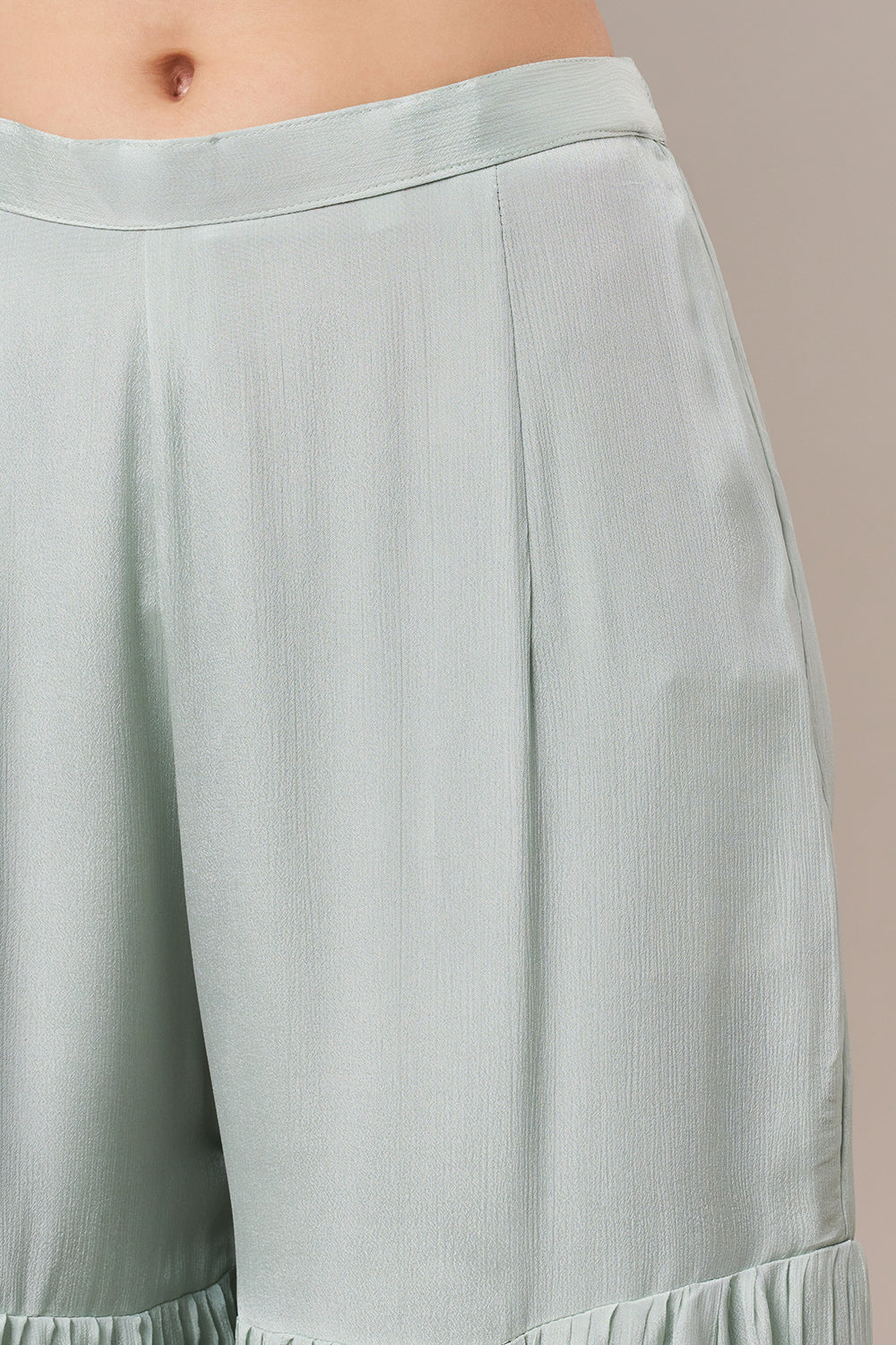 Mint Green Chinon Sharara Suit with Resham and Cutdana Work
