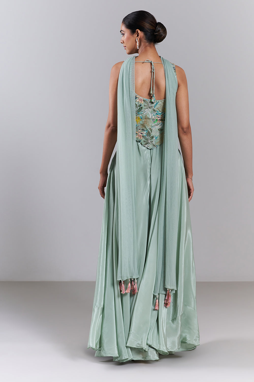 Mint Green Pure Crepe Palazzo Set