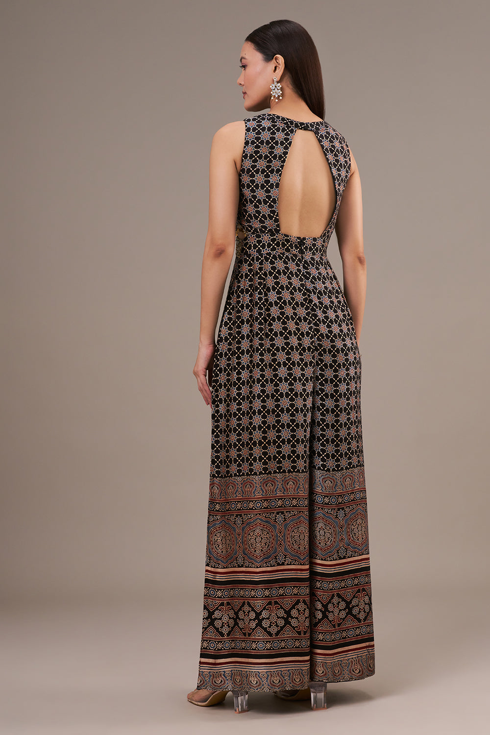 Multicolour Khadi Georgette Jumpsuit with Zardosi and Mirror Work