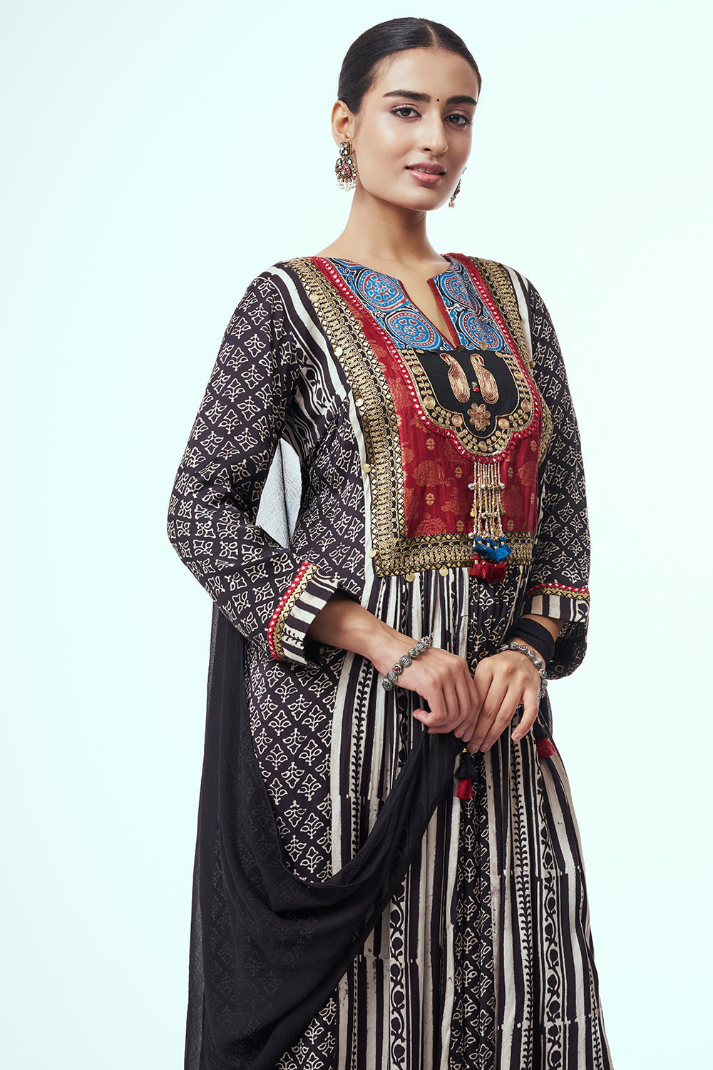 Multicolour Modal Indo Western with Mirror Work