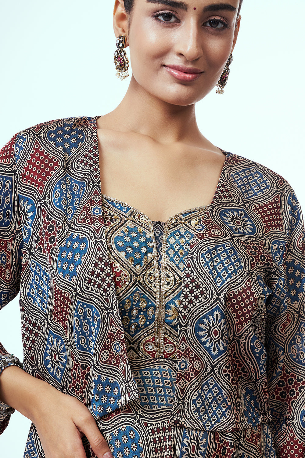 Multicoloured Modal Indo Western with Cutdana Work
