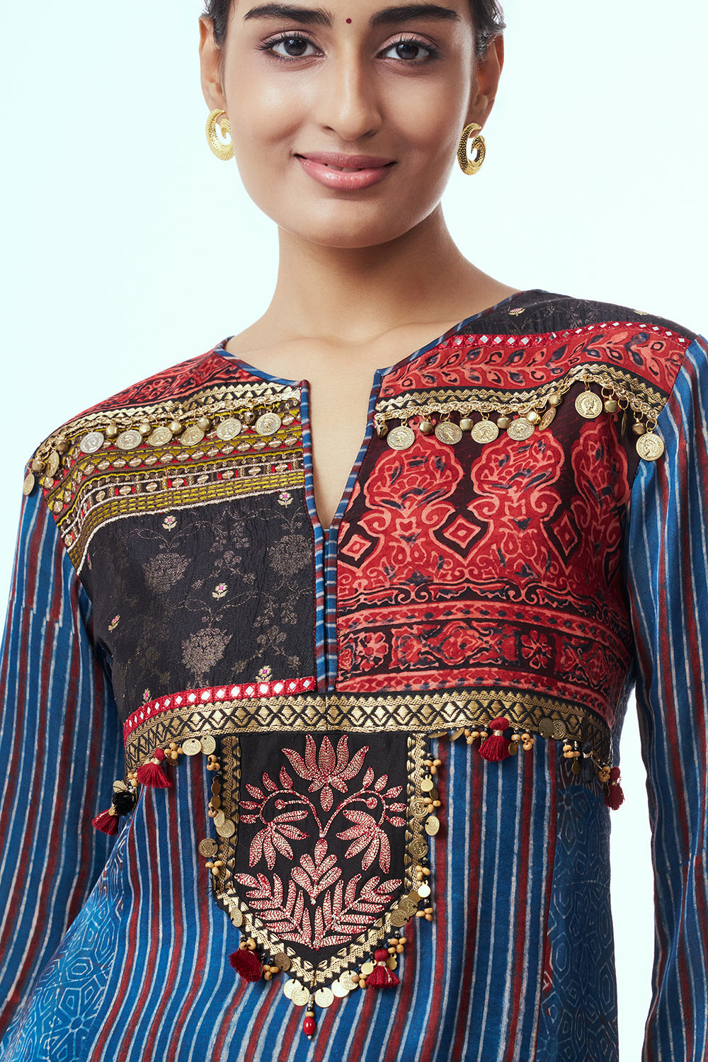 Multicoloured Modal Indo Western with Stone Work