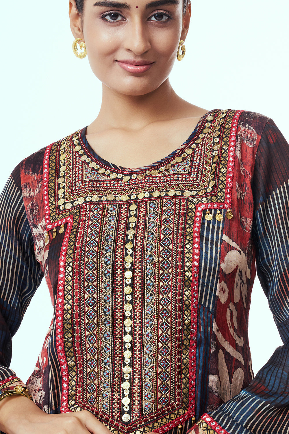 Multicoloured Modal Indo Western with Thread Work