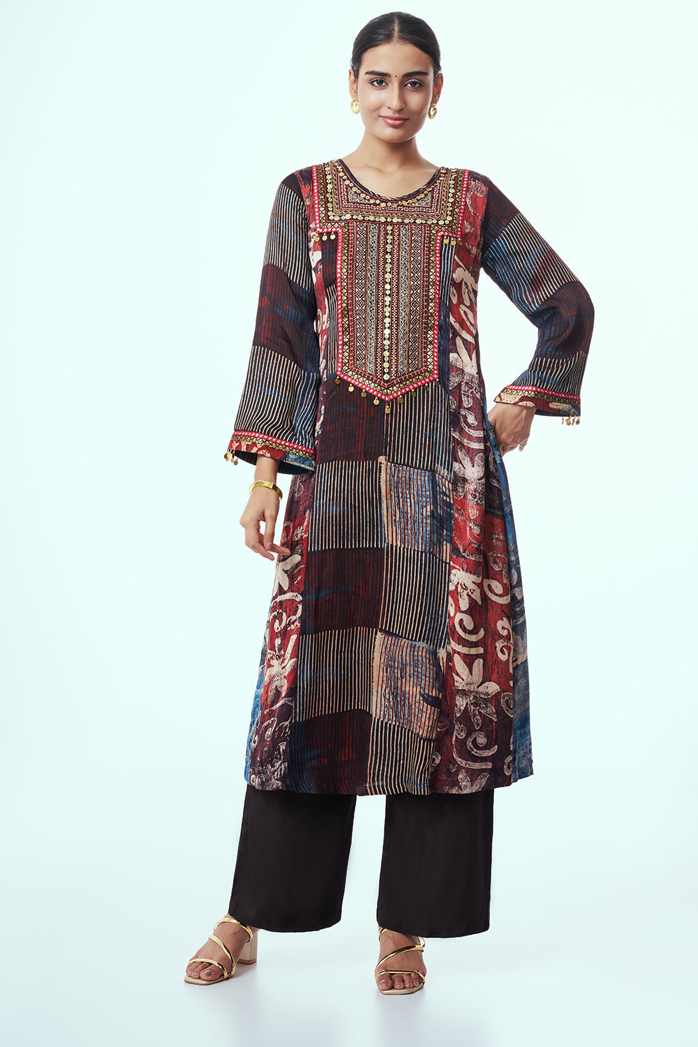 Multicoloured Modal Indo Western with Thread Work