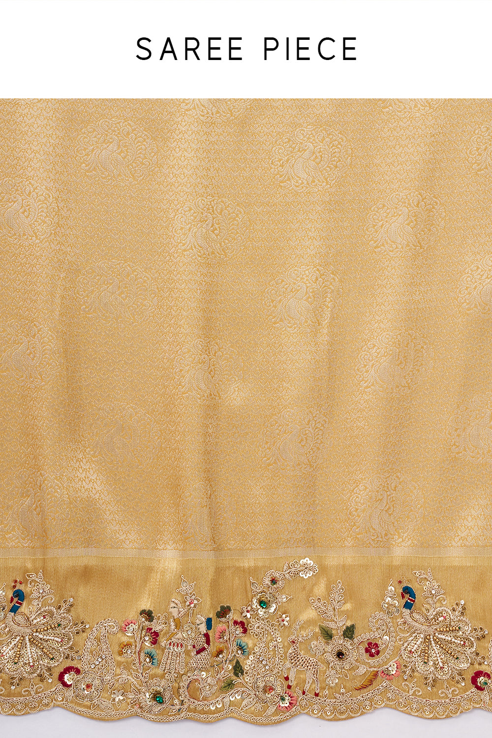 Mustard Woven Brocade Silk Saree with Zari and Resham Work