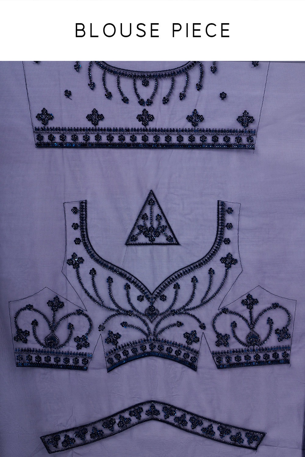 Navy Blue Net Saree with Sequin and Bead Work