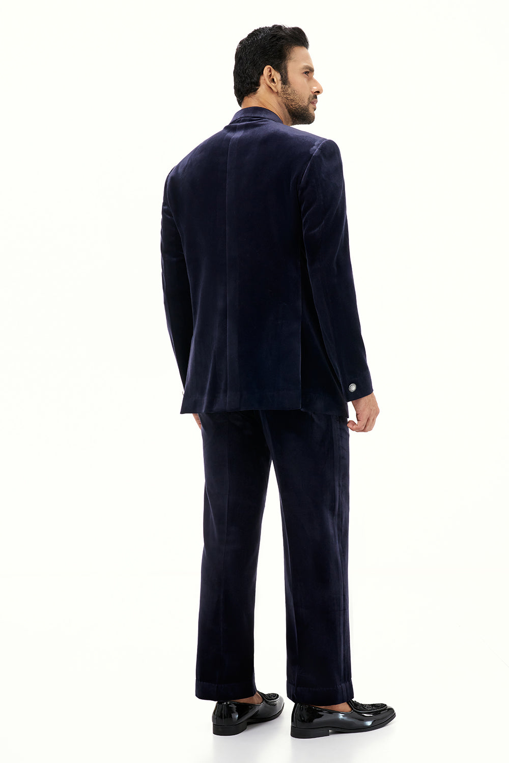 Navy Blue Velvet Mens Jodhpuri Set
