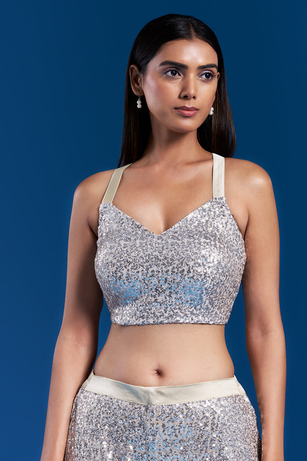 Off-White Co-ord Set with Sequin Work