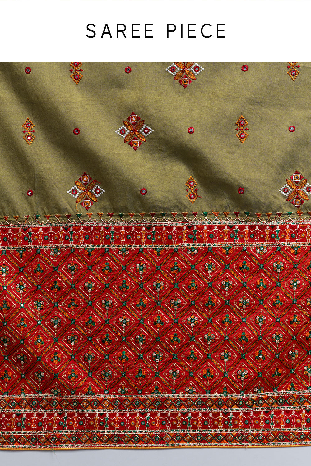 Olive Embroidered Soft Silk Festive Saree