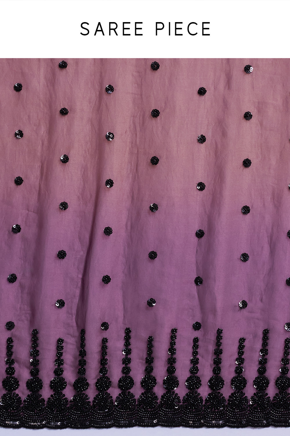 Ombré Purple and Copper Shimmer Satin Organza Embellished Saree and Stitched Blouse
