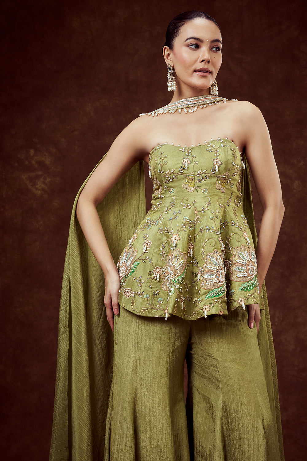 Parrot Green Coord Set with Tube Top and Palazzo Pants