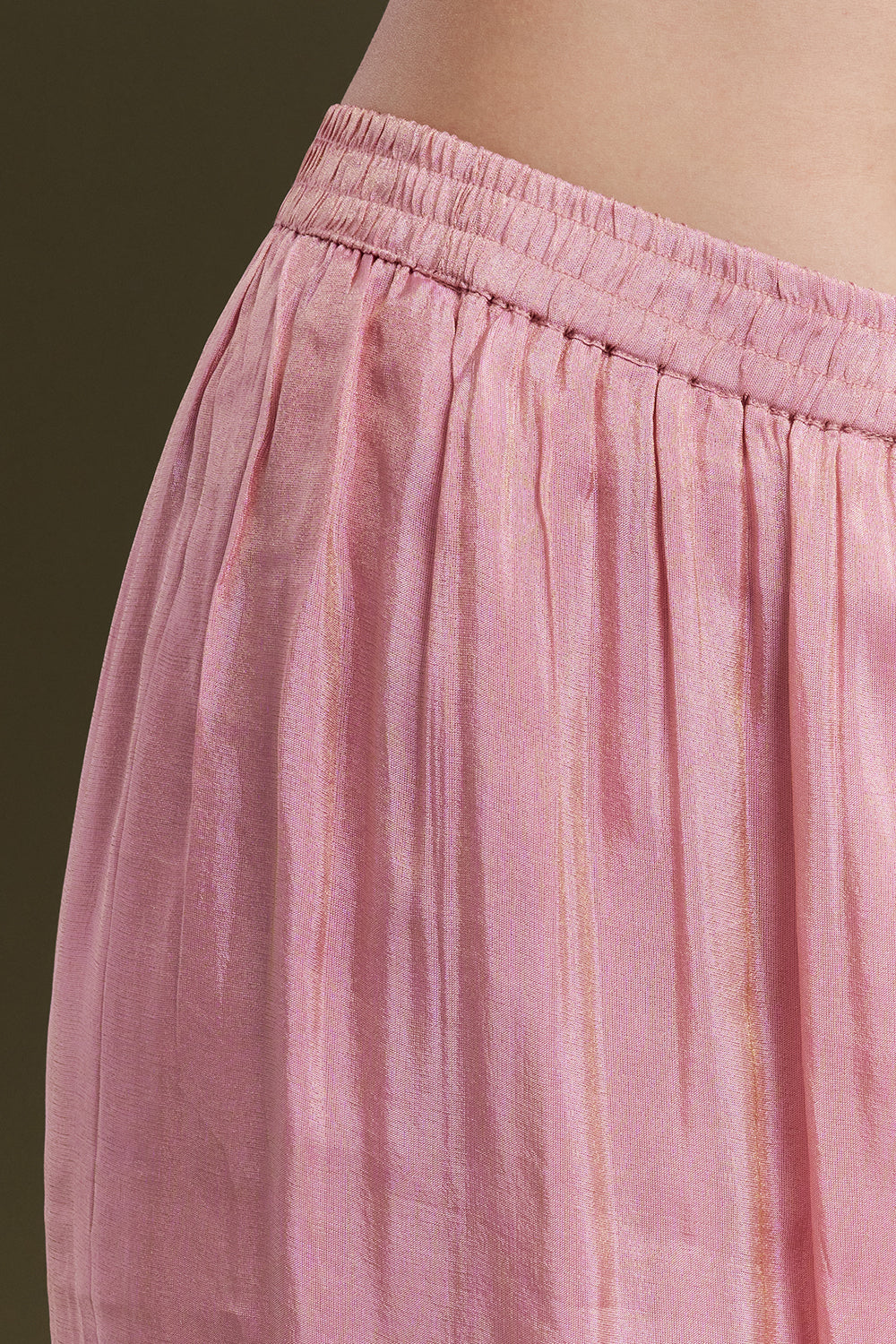 Pastel Pink Tissue Short Kurta Set with Patiala-Style Pants and Resham Embroidery