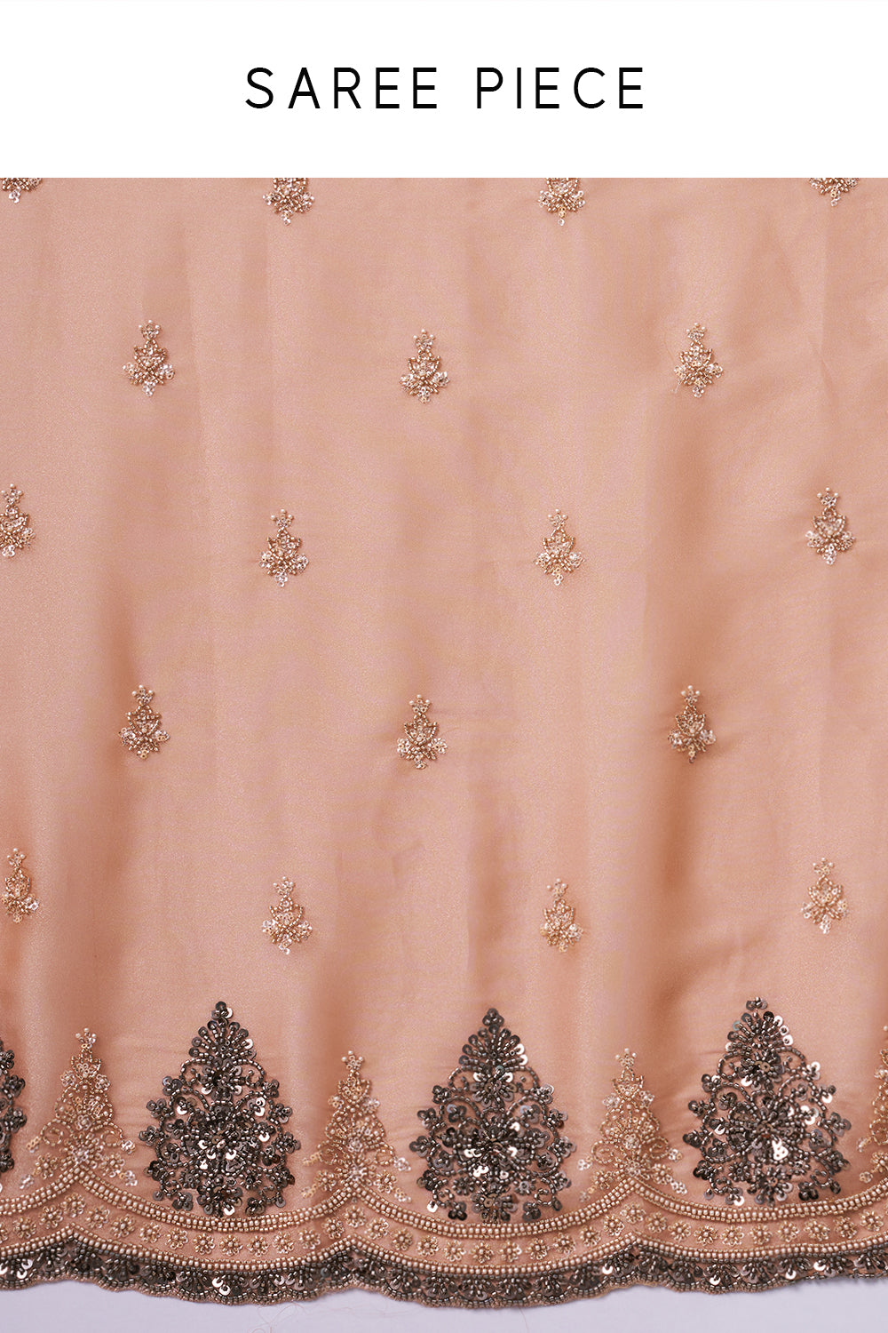 Peach Glass Organza Saree with Sequin and Cutdana Work