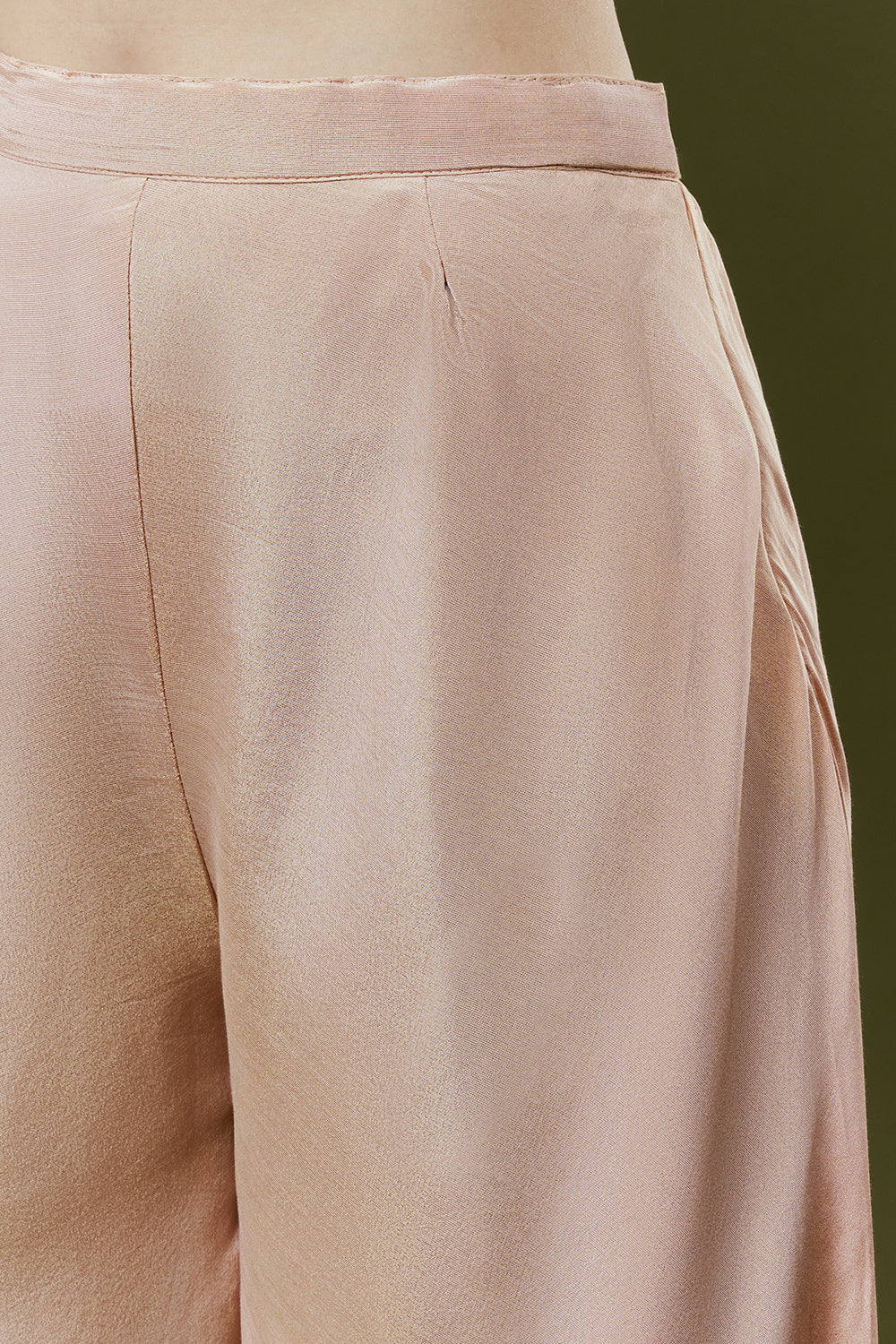 Peach Shimmer Tissue Palazzo Suits With Sequins and Cutdana Work