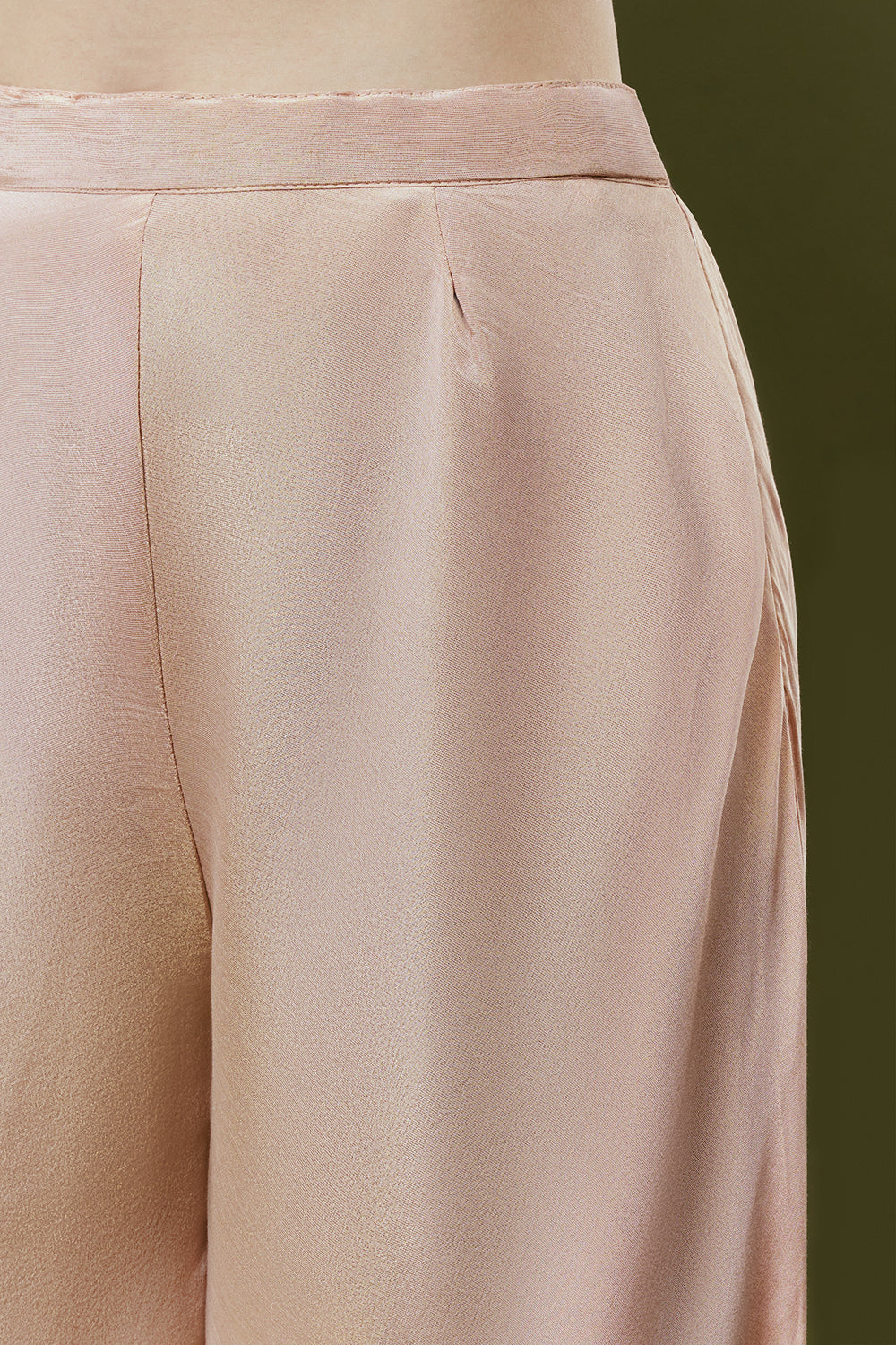Peach Shimmer Tissue Palazzo Suits With Resham and Cutdana Work