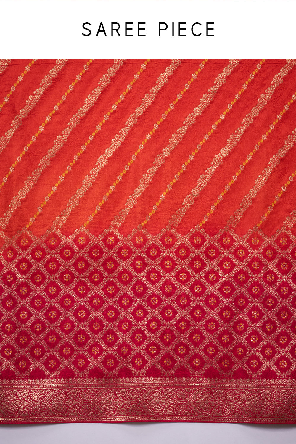 Pink and Orange Banarasi Silk Leheriya-Inspired Print Saree with Unstitched Blouse