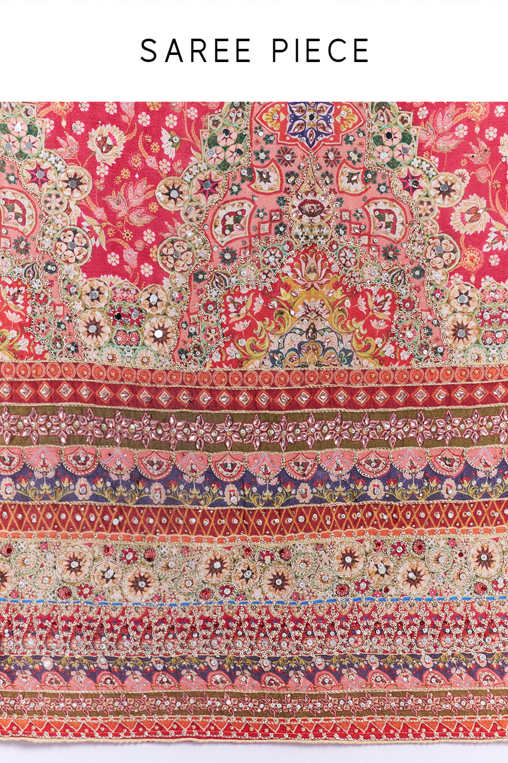 Pink Crepe Embellished Saree And Stitched Blouse