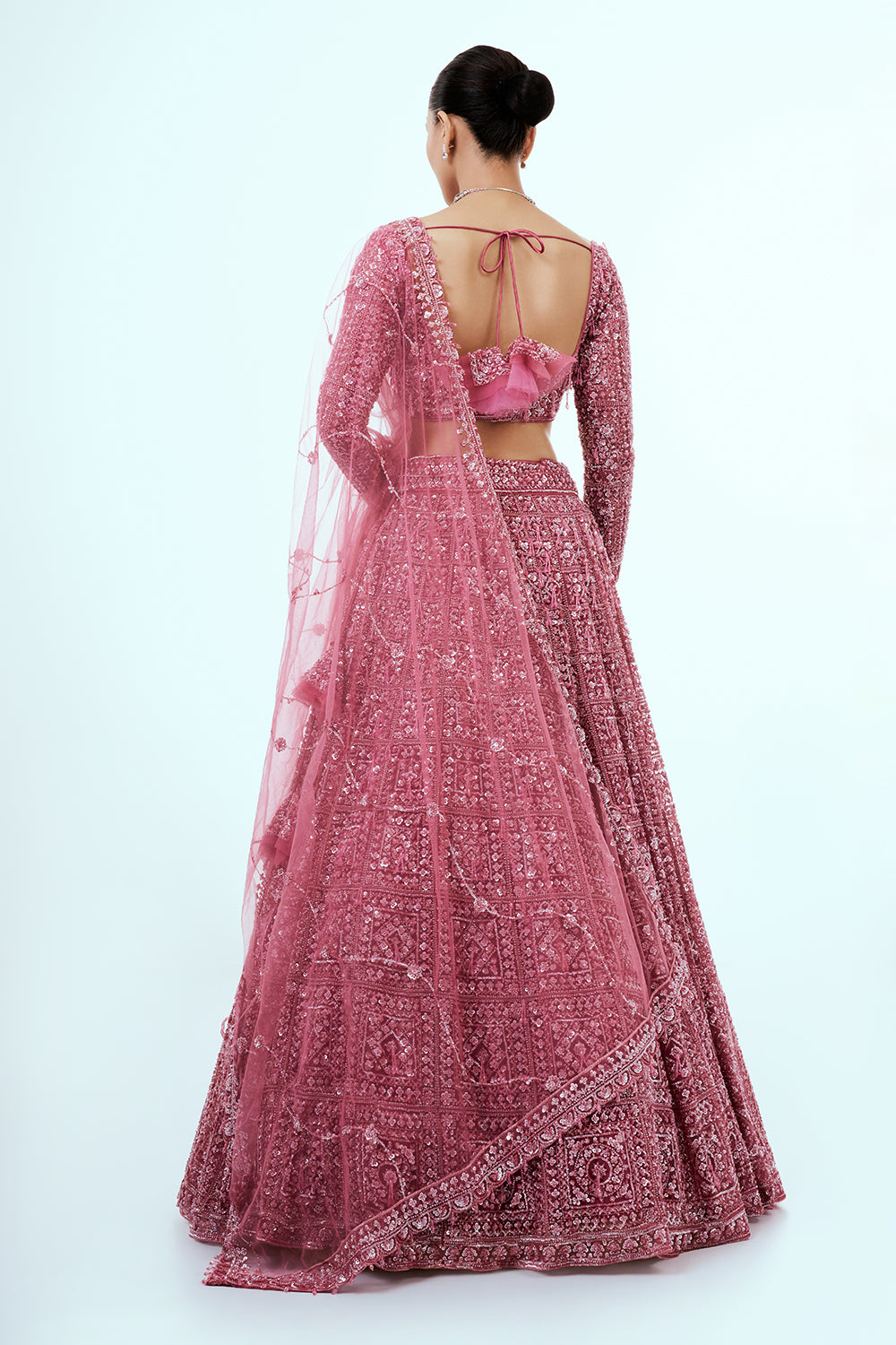 Pink Lehenga with Sequins and Bead Work