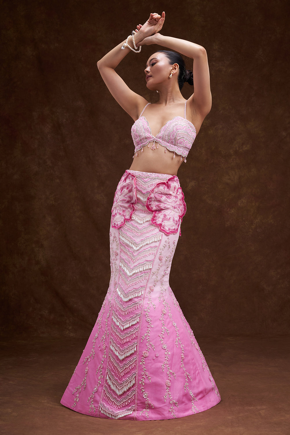 Pink Ombre Fishcut Skirt Set
