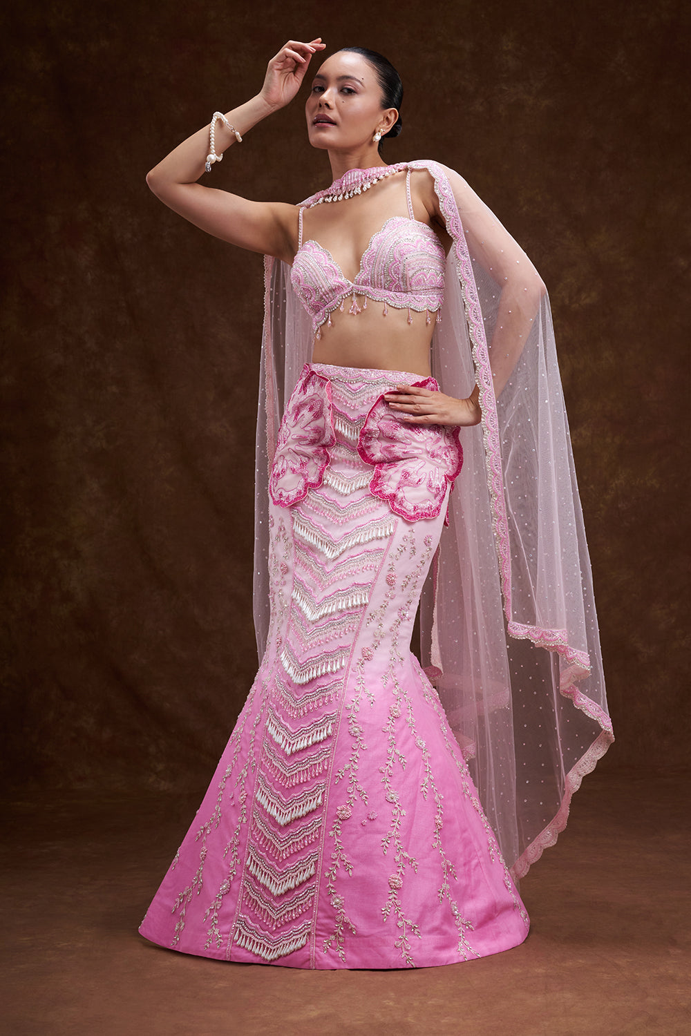 Pink Ombre Fishcut Skirt Set