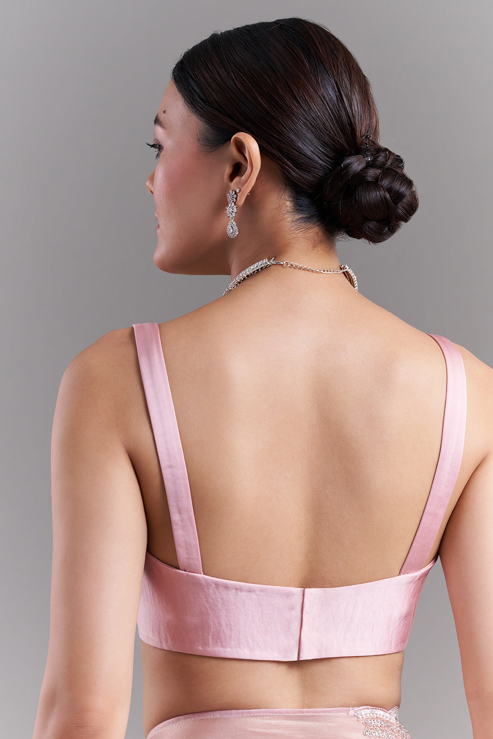 Pink Shimmer Organza Saree with Scalloped Embellished Border